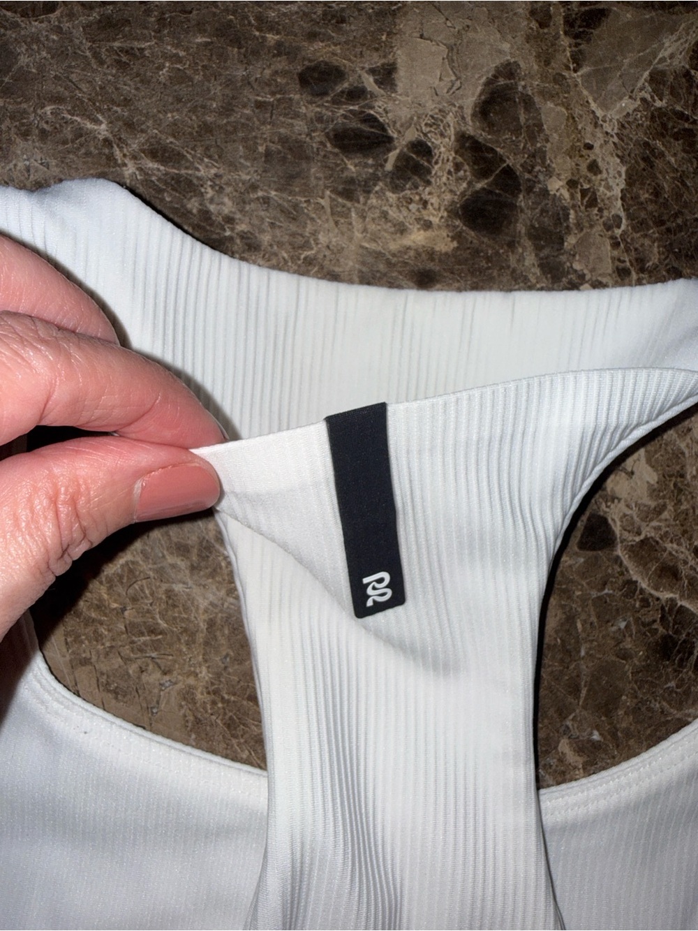 Bandit White Ribbed Sports Bra - Supportive Racerback - Picture 7 of 8